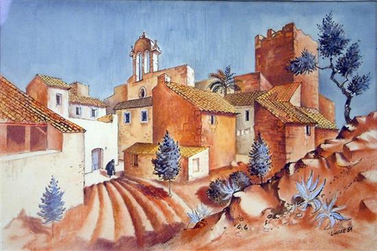Geoffrey Lintott (20th C.), watercolour, Spanish Village - Esclana, near Bagur, signed and dated 59, 29 x 44cm
